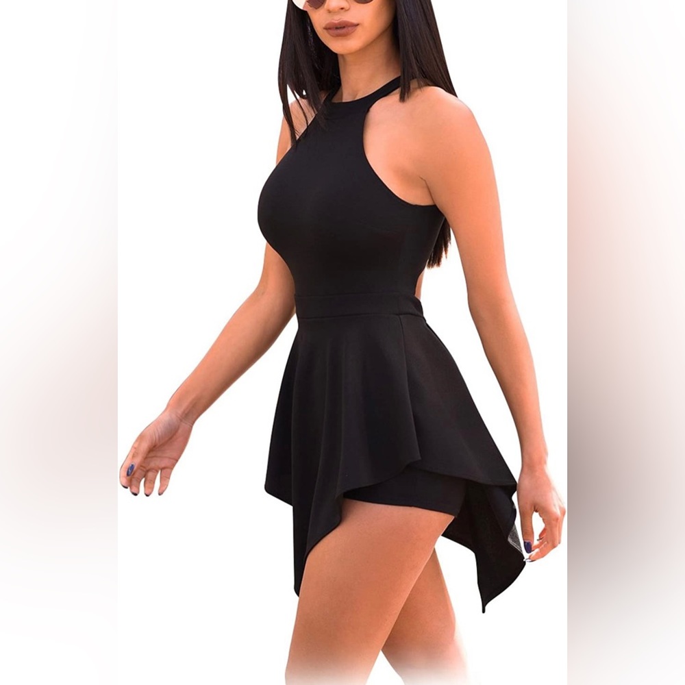 Fancyqube Halter Romper with Zipper